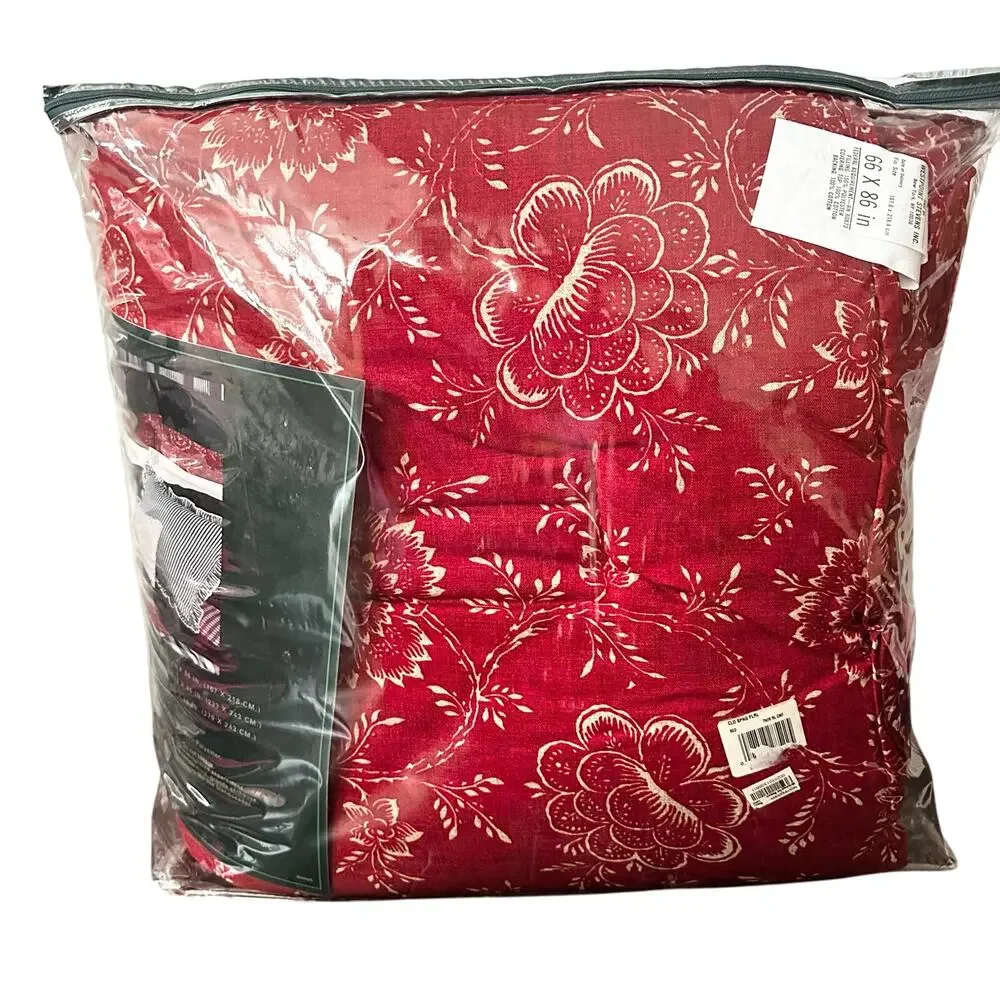 Ralph Lauren Vintage NOS Red Cold Spring Floral Twin Comforter Cover 66” x 86”